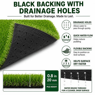 0.7" Artificial Grass — 2-Color Blend, 5 ft Wide