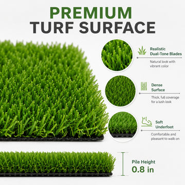 0.7" Artificial Grass — 4-Color Blend, 6.5 ft Wide