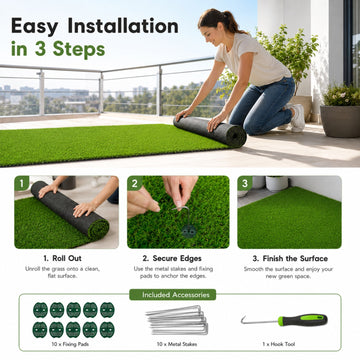 0.7" Artificial Grass — 4-Color Blend, 6.5 ft Wide