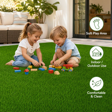 0.7" Artificial Grass — 4-Color Blend, 6.5 ft Wide
