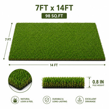 0.7" Artificial Grass — 2-Color Blend, 7 ft Wide