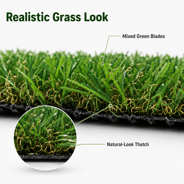 0.7" Artificial Grass — 4-Color Blend, 5 ft Wide