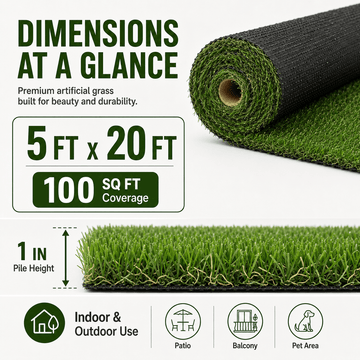 0.7" Artificial Grass — 2-Color Blend, 5 ft Wide