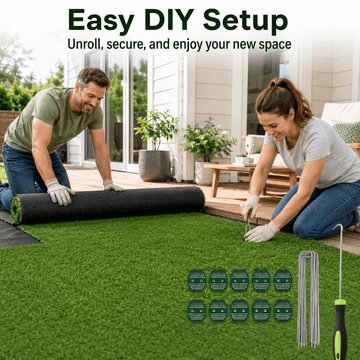 0.7" Artificial Grass — 4-Color Blend, 6.5 ft Wide