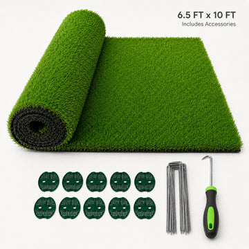 0.7" Artificial Grass — 4-Color Blend, 6.5 ft Wide