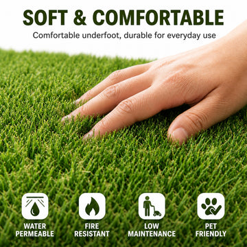 0.7" Artificial Grass — 4-Color Blend, 6.5 ft Wide