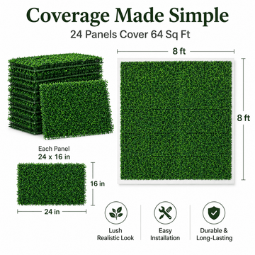 Artificial Boxwood Hedge 16in-width 24in-length
