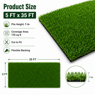 0.7" Artificial Grass — 2-Color Blend, 5 ft Wide