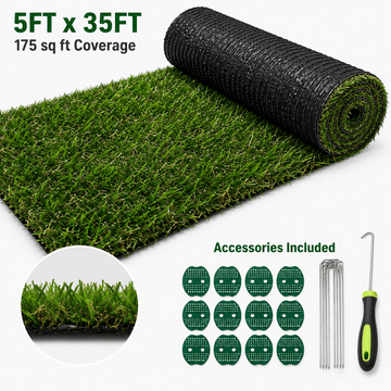 0.7" Artificial Grass — 4-Color Blend, 5 ft Wide