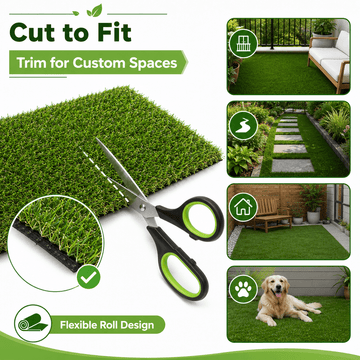 0.7" Artificial Grass — 4-Color Blend, 5 ft Wide
